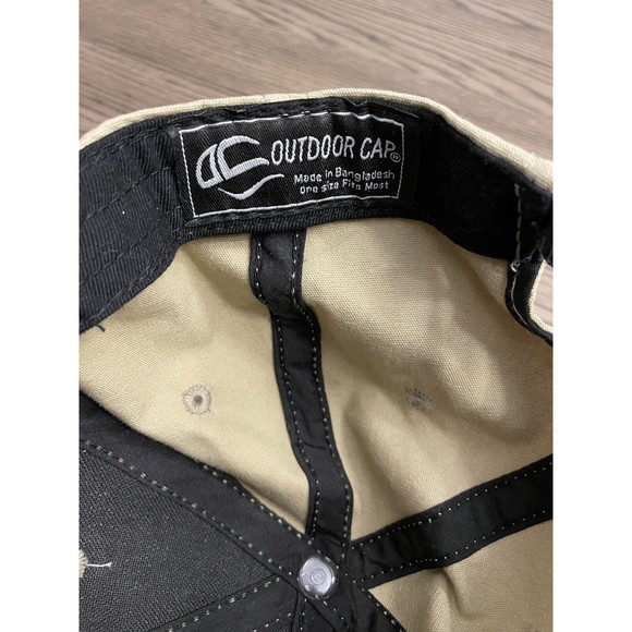 Chevrolet American Flag Blue Tan Hat Trucker Tacky Back Adjustable Cap EUC LNC - Picture 7 of 8